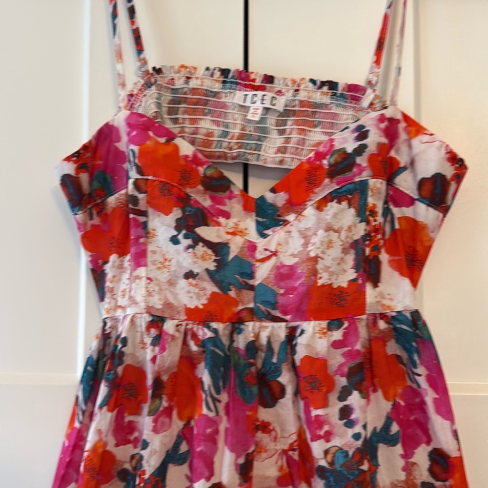 Pink and red sweet heart neckline midi dress